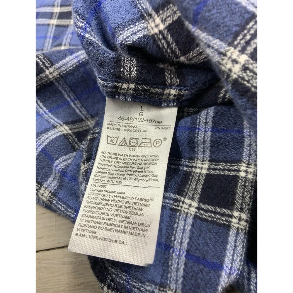 Banana Republic Shirt Mens Large Blue Flannel Plaid Long‎ Sleeve Button Front